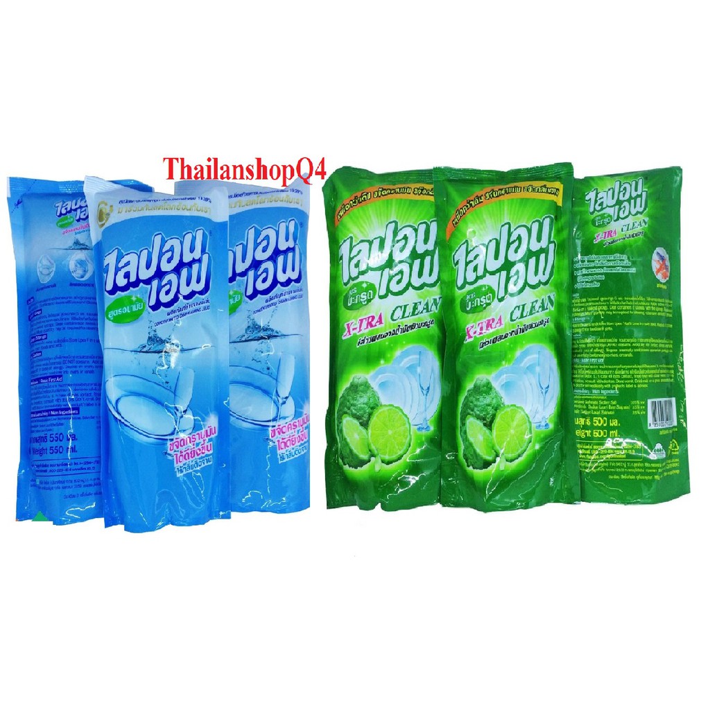 (3TUI NRC)- COMBO 3 TÚI RỬA CHÉN LIPON 550ML THÁI LAN HSD 2022