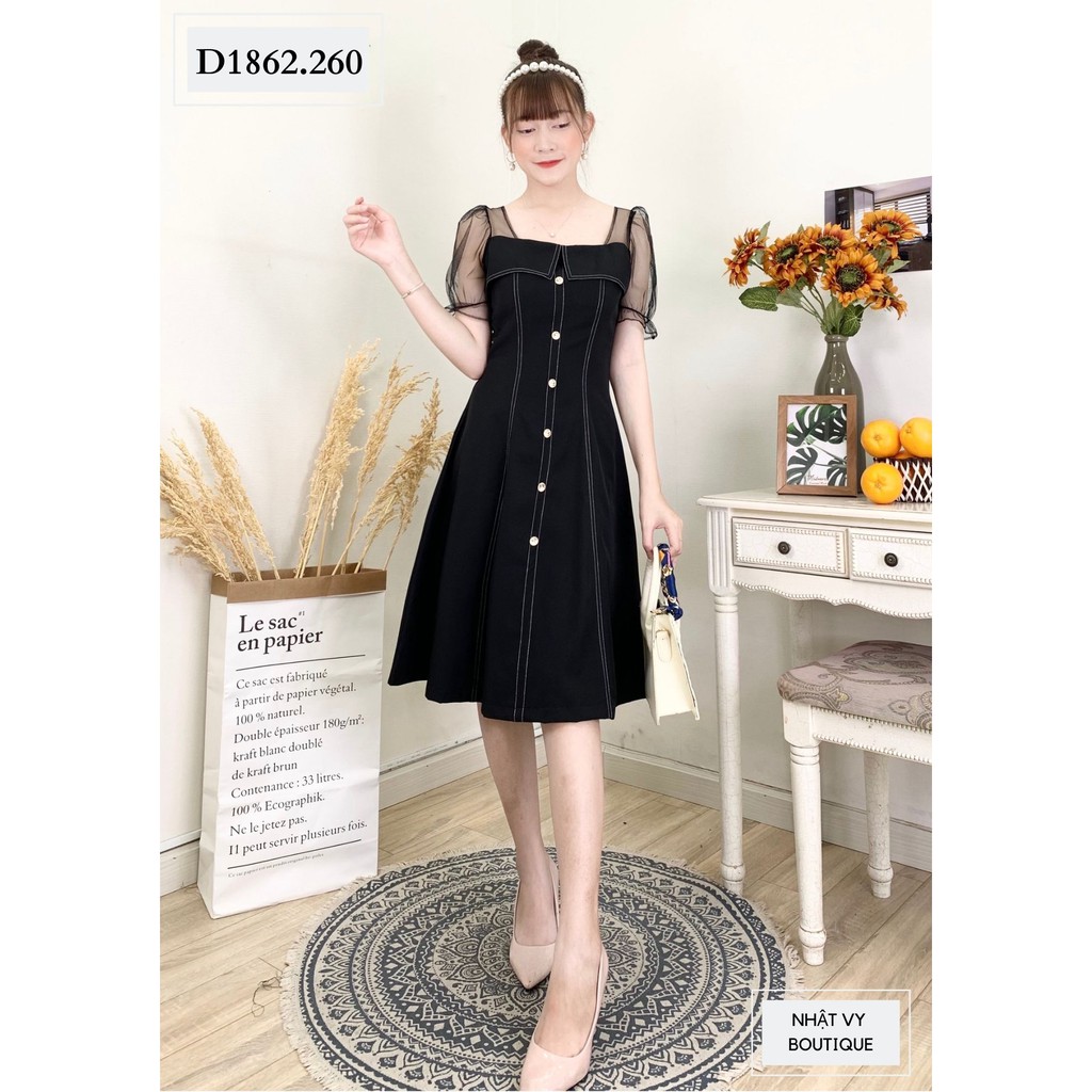 [Mã BMBAU50 giảm 50K đơn 150K] Đầm dự tiệc dáng xòe viền chỉ tay lưới  Nhật Vy BOUTIQUE - D1862 | BigBuy360 - bigbuy360.vn