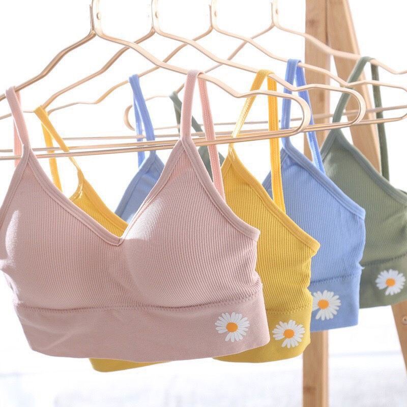 Áo Bra Hoa Cúc Vải Cotton Siêu Thoáng Mát, Bra Tập Gym