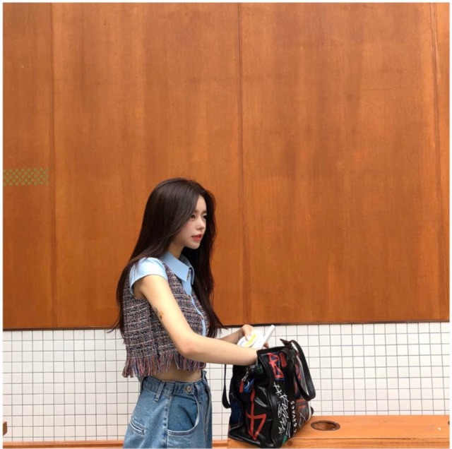 Áo sơ mi cộc tay Croptop Jennie Blackpink tua rua phối màu Ulzzang siêu đẹp siêu độc ❤️