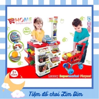 Đồ chơi siêu thị kèm xe đẩy siêu thị cỡ đại 48 PCs, 668-78, dùng pin có âm thanh và ánh sáng