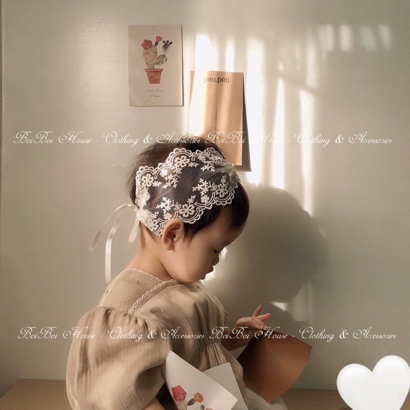 ẢNH THẬT] Turban, băng đô nơ ren cho bé thiết kế style Korea