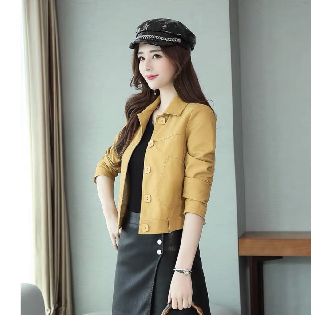 Áo nữ kaki giả jean croptop, áo phối nút