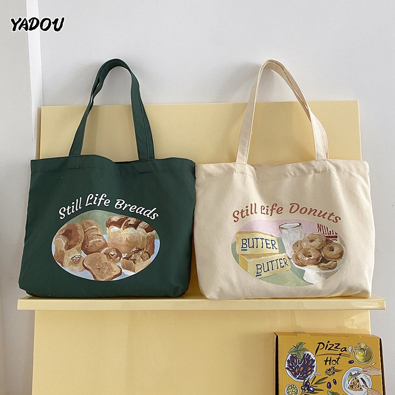 Túi xách YADOU bằng vải canvas sức chứa lớn phong cách Mỹ cổ điển thời trang mùa thu dành cho nữ