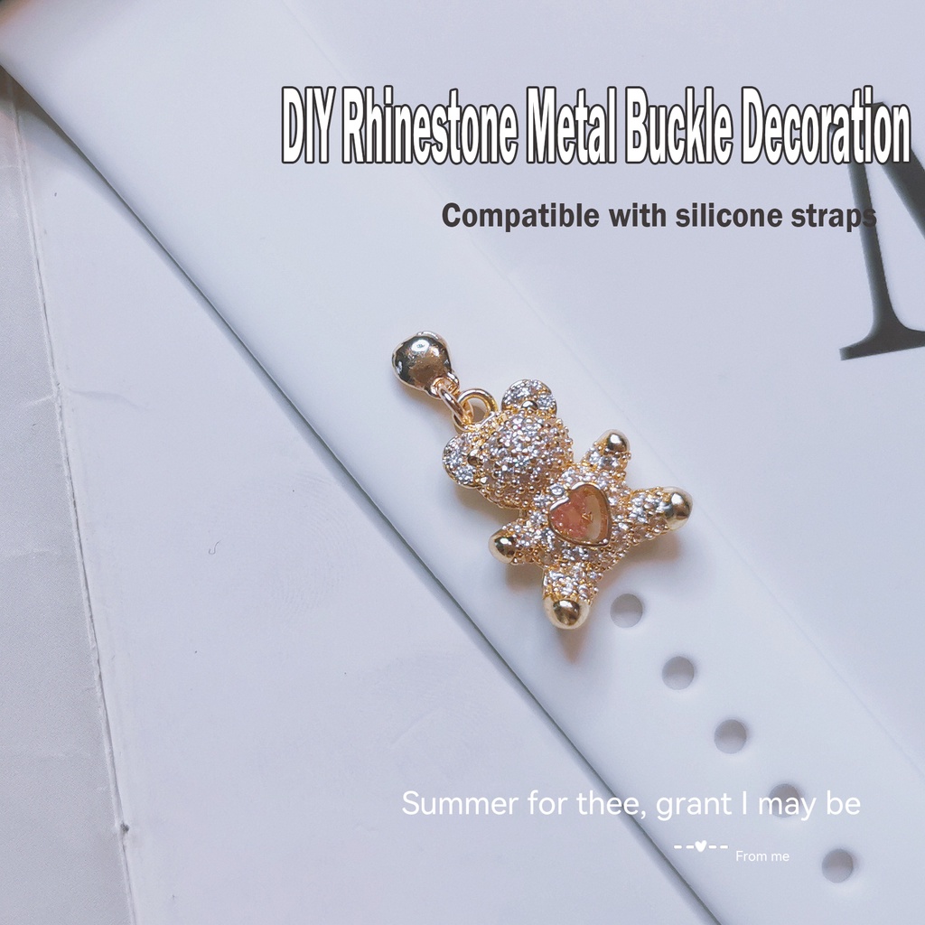 Tự làm Phụ kiện kim loại trang trí cho iwatch series 7 6 5 4 SE 3 2 1 thời trang Thiết kế Rhinestone Khóa kim loại Dây đeo đồng hồ mềm Trang trí