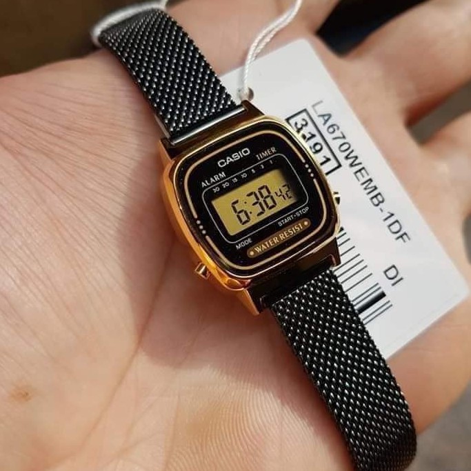 Đồng Hồ Nữ Casio LA670WEMB-1 🔥 𝓢𝓲ê𝓾 𝓗𝓸𝓽 🔥 Cam Kết Hàng Chính Hãng 🔥 Điện Tử - Dây Đeo Kim Loại Dạng Lưới Màu Đen