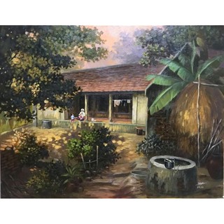 TRANH QUÊ XÓM NHỎ đồng quê làng quê Việt Nam