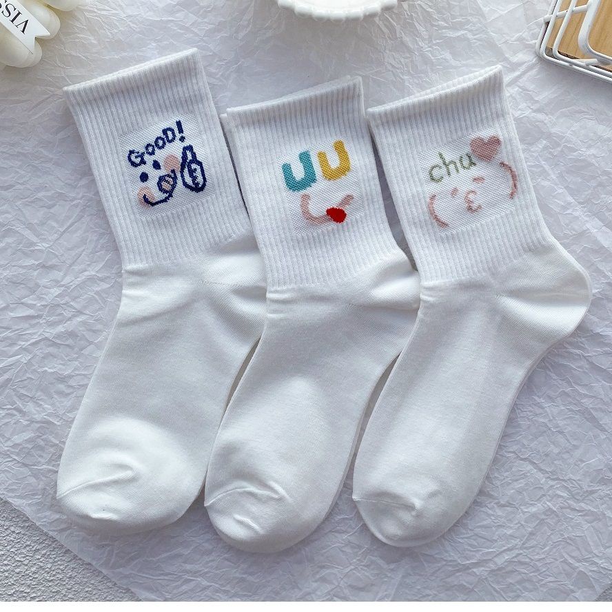 Vớ Dài Trung Bình Họa Tiết Hoạt Hình Dễ Thương Phong Cách Nhật Hàn Cho Nữ
