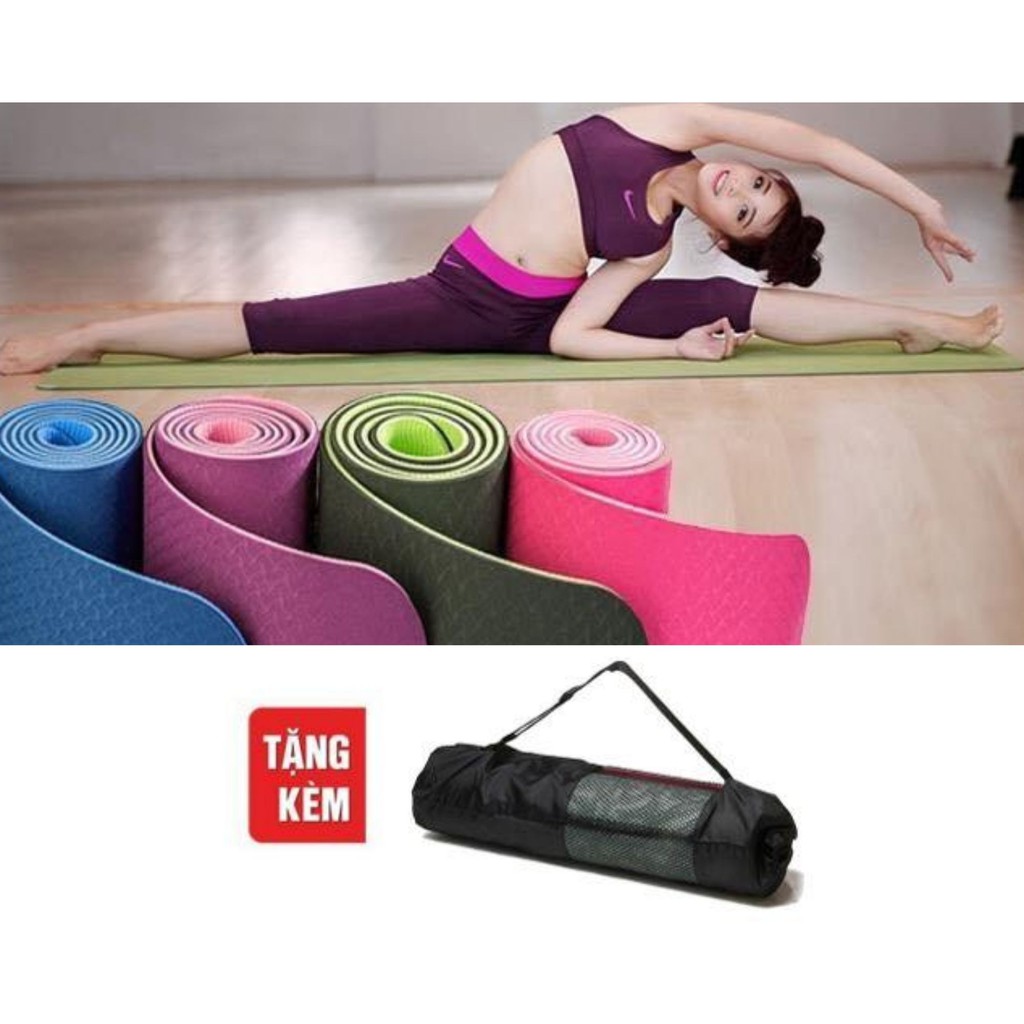 [MÃ XUANYOGA GIẢM 10K] THẢM TẬP YOGA, GYM "RELAX" CAO CẤP TPE - LOẠI 6 MM HAI LỚP