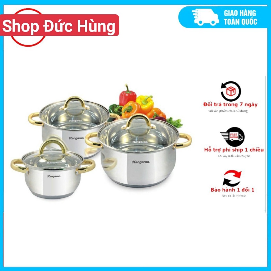Bộ nồi Inox 5 đáy liên doanh Kangaroo KG866 an toàn cho sức khỏe, hấp thụ nhiệt nhanh