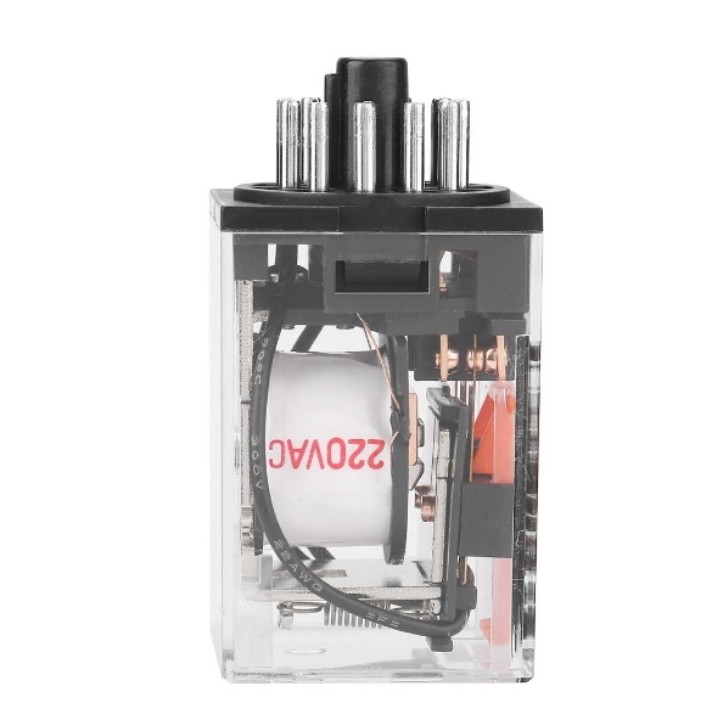 Rơ le trung gian MK3P-I relay kính trắng trong 11 chân tròn điện áp 220VAC, 24VDC, 12VDC giá rẻ tặng kèm chân đế PF113A