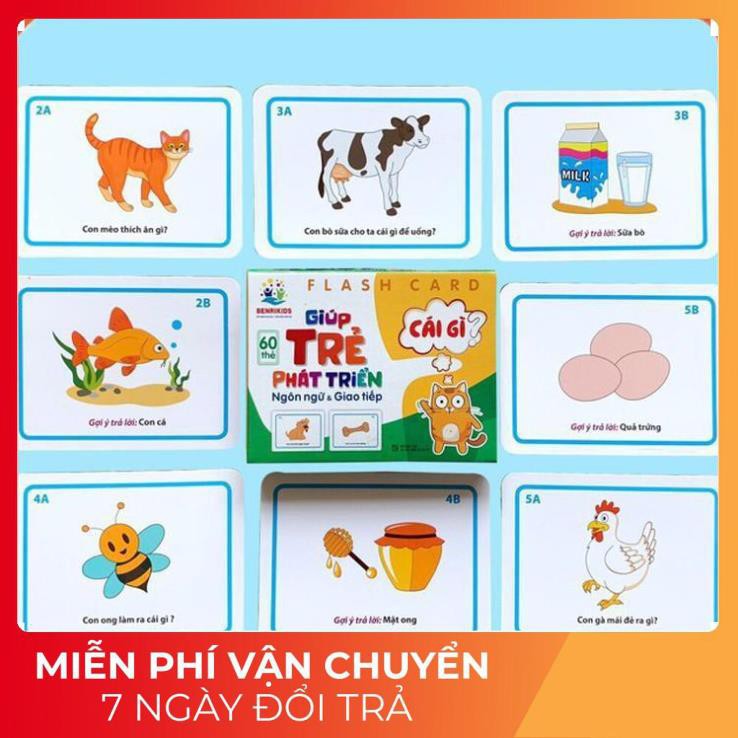 Combo 5 bộ Thẻ học Phát Triển Ngôn Ngữ 5 Chủ Đề - "Cái gì? Tại sao? Khi nào? Ai? Ở đâu?" - Nâng cao giao tiếp cho bé TH1