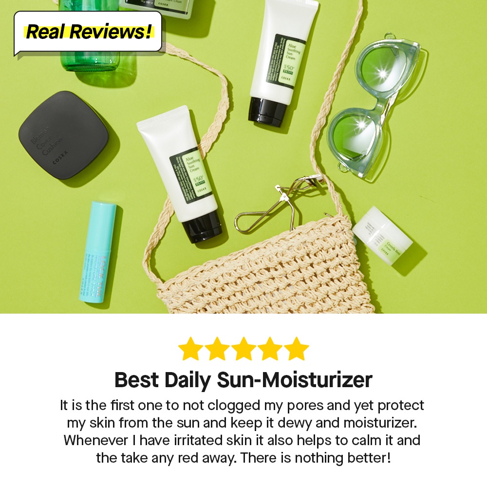 Set mỹ phẩm chăm sóc da COSRX gồm kem chống nắng lô hội SPF 50 PA+++ 50ml + sữa rửa mặt gel dịu nhẹ độ pH thấp 150ml | BigBuy360 - bigbuy360.vn