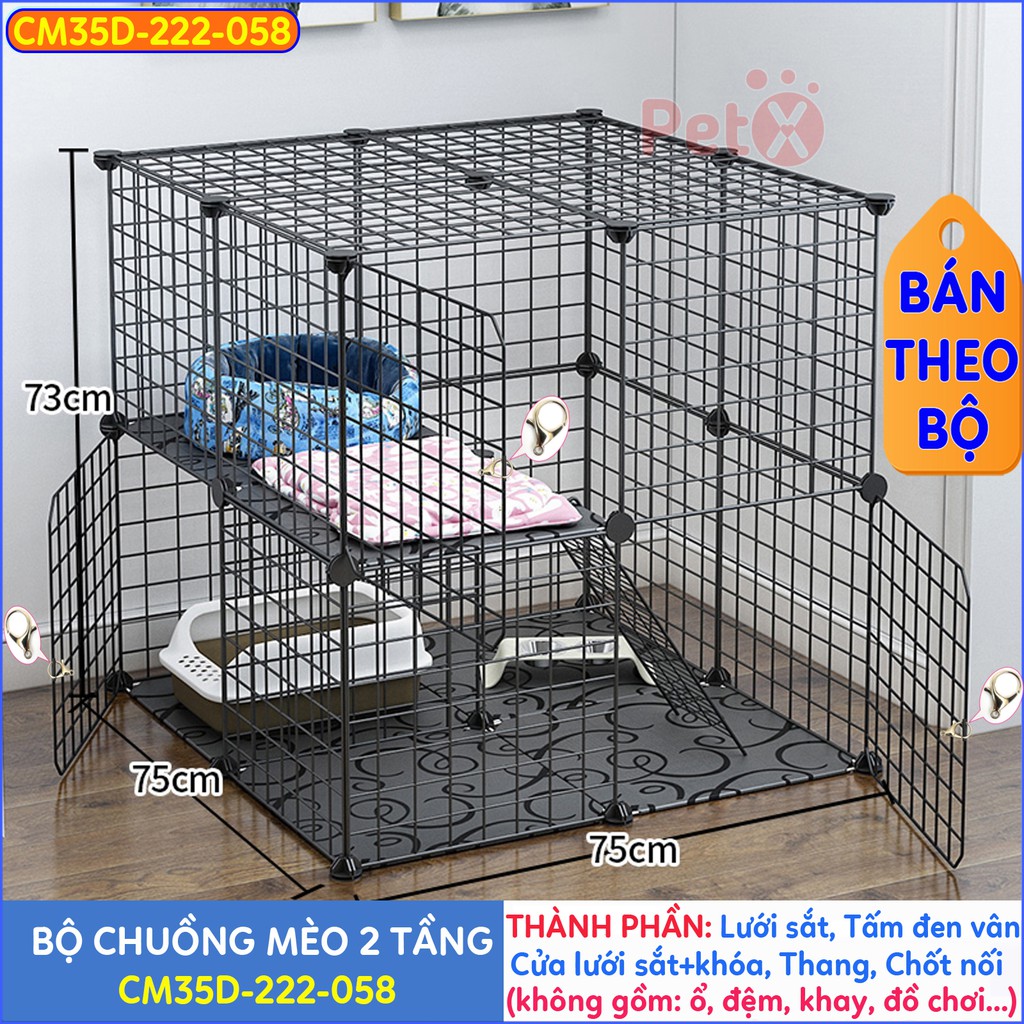 Chuồng mèo 3 tầng, 2 tầng giá rẻ đẹp lắp ghép đa năng đơn giản với lưới sắt sơn tĩnh điện nuôi thú cưng, thỏ, bọ ú