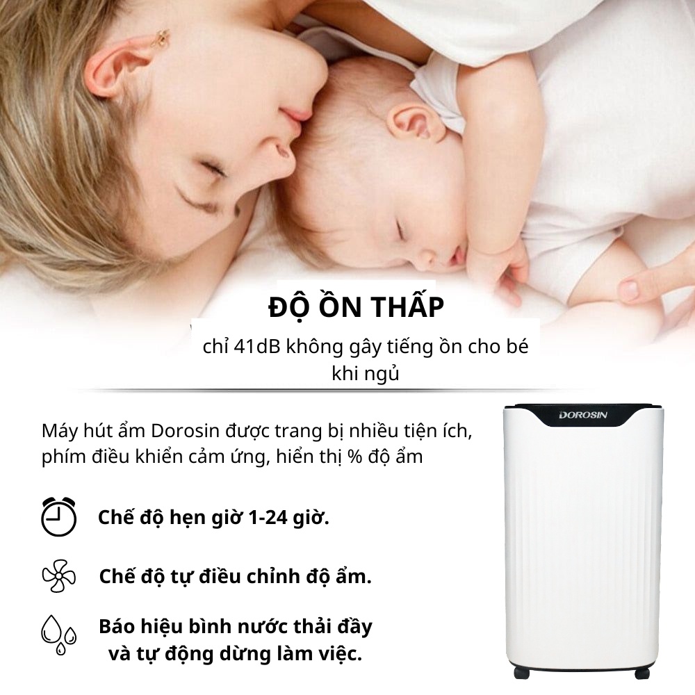 Máy hút ẩm không khí lọc khử khuẩn Dorosin công suất 12 lít/ngày diện tích < 20m2 tiết kiệm điện ER-612 giao hỏa tốc HN