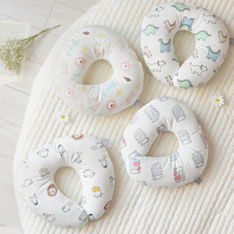 Gối Kê Cổ Chữ U Hai Mặt Bằng Vải Cotton Hỗ Trợ Bé Sơ Sinh Ngồi Trên Xe Hơi
