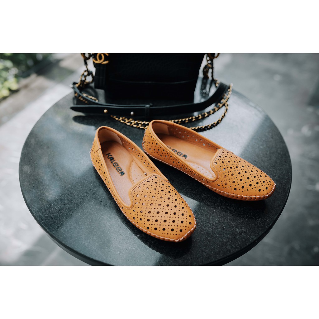 Giày slipon - Kaleea HTK2014 - Giày bệt nữ da bò thật siêu nhẹ, form thúc (chúc), siêu êm ,thoát khí
