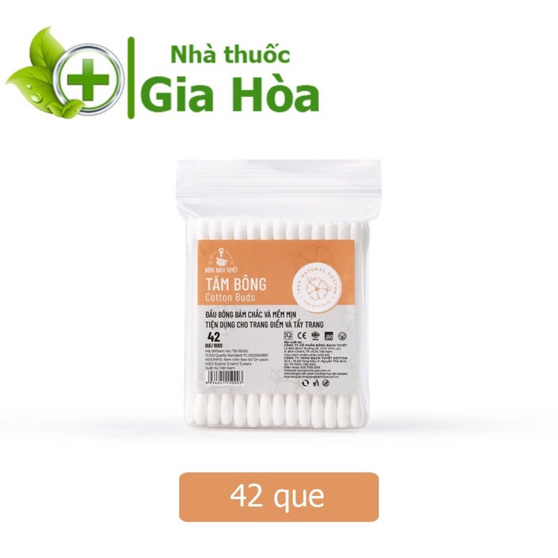 Tăm bông Bạch Tuyết (Người lớn) Cotton Buds giúp vệ sinh, lấy ráy tai, trang điểm - Lốc 10 gói