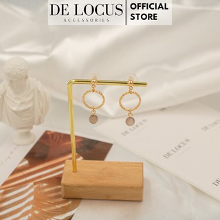 Khuyên tai bông tai tròn đính hạt vàng gold thời trang cá tính cho nữ phong cách hàn quốc De Locus - BT002