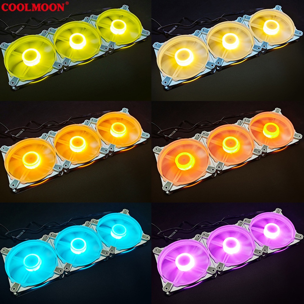 Quạt Tản Nhiệt, Fan Led ARGB Coolmoon X3 &amp; Bộ Hub Coolmoon + điều khiển - Tặng kèm ốc vít