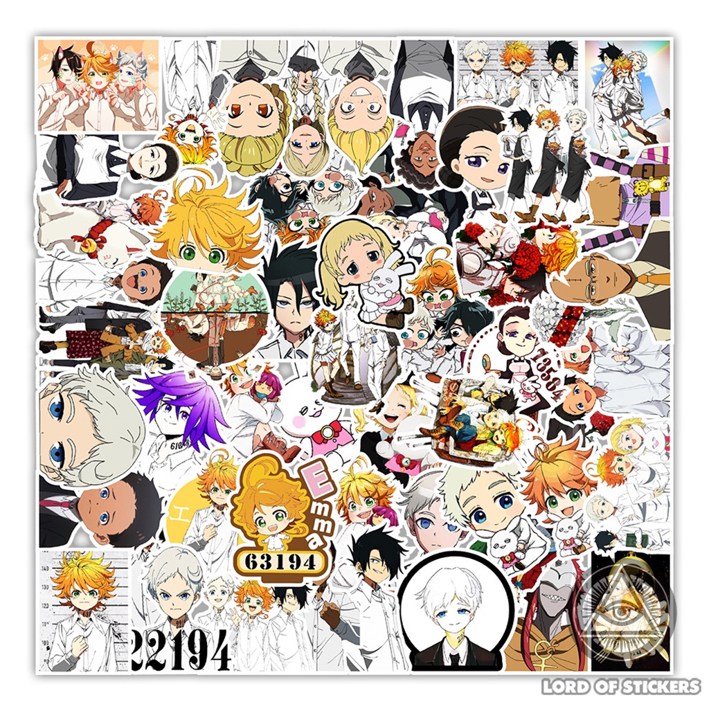 Set 50 Hình Dán The Promised Neverland Sticker Anime Miền Đất Hứa Chống Thấm Nước Trang Trí Mũ Nón Bảo Hiểm, Laptop, Sổ