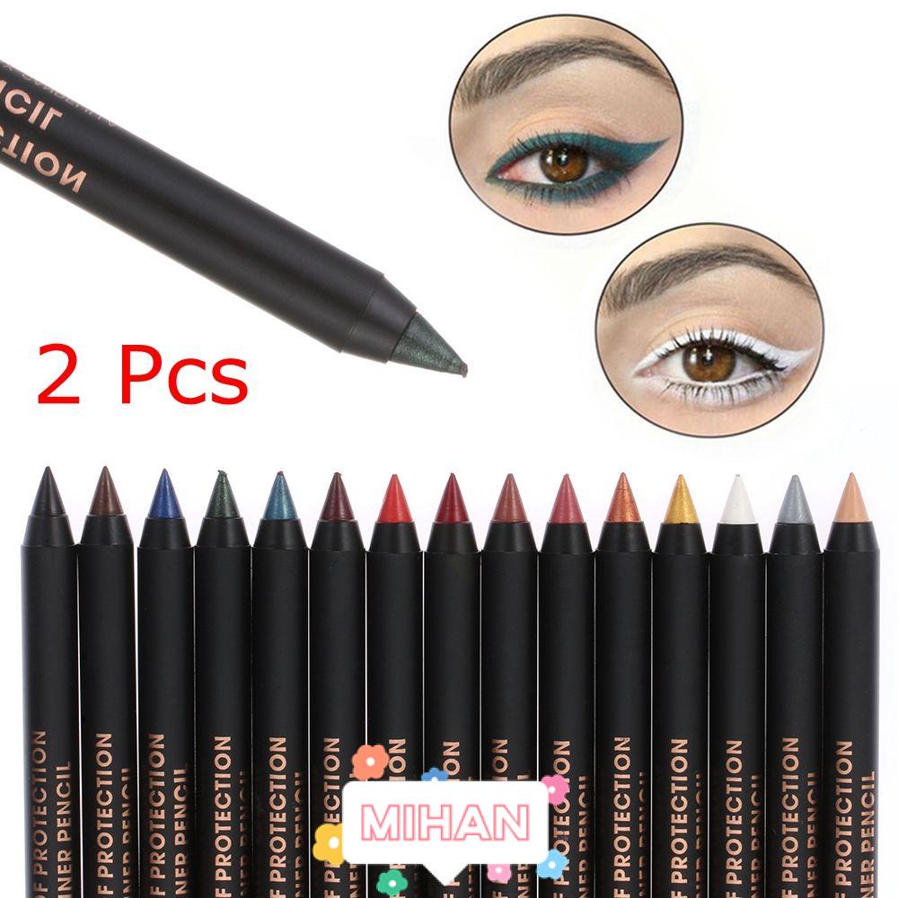 MIHAN1 2 Pcs Hot Sale Eyeliner Eyeshadow Pencil Fashion Colourful Pigment Lip Liner Pen New Makeup Beauty Long Lasting Eye Cosmetics Waterproof