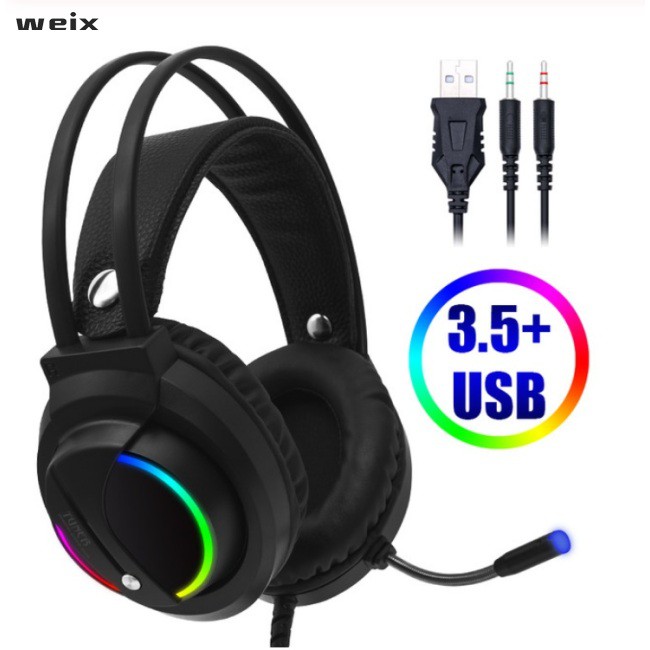 【In stock】FPX 7.1 Head-mounted Headphones Surround Sound Usb 3.5 Mm with Cable and Optical Rgb for Tablet / Pc /xbox / Ps4