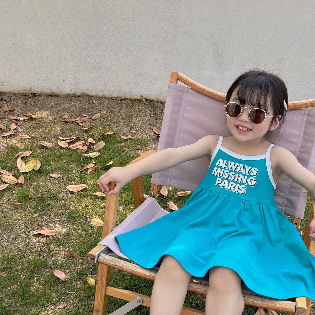 Váy 2 Dây Alway Missing Paris Cực Hot Cho Bé Gái Chất Liệu Vải Cotton Mát Mẻ Đủ Size Từ 8-18Kg VNXK Nhật-Hàn