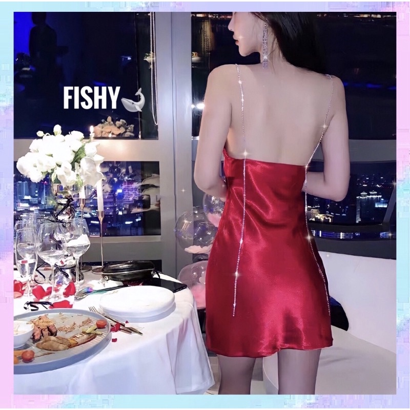 Đầm Body Lụa Satin Ngắn Dây Xoàn Hack Dáng Nhiều Màu Dự Tiệc Sexy Phong Cách Hàn Quốc DB.FISHY