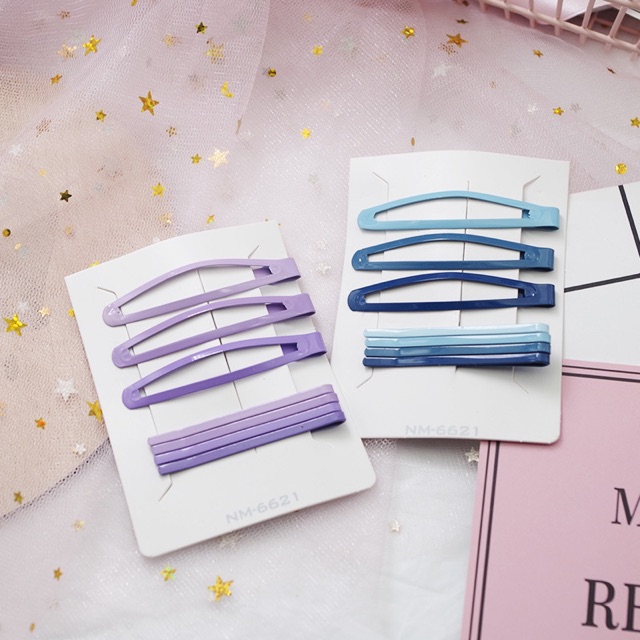 Set 3 kẹp tóc nữ bấm + 4 kẹp ghim ombre cho bé