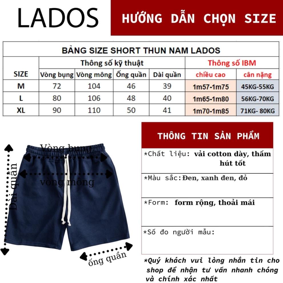 [Mã BMTTC60 giảm đến 60K đơn 50K] Quần short thun nam có túi form đẹp LADOS-4074 vải cotton co giãn thoải mái, dây rút