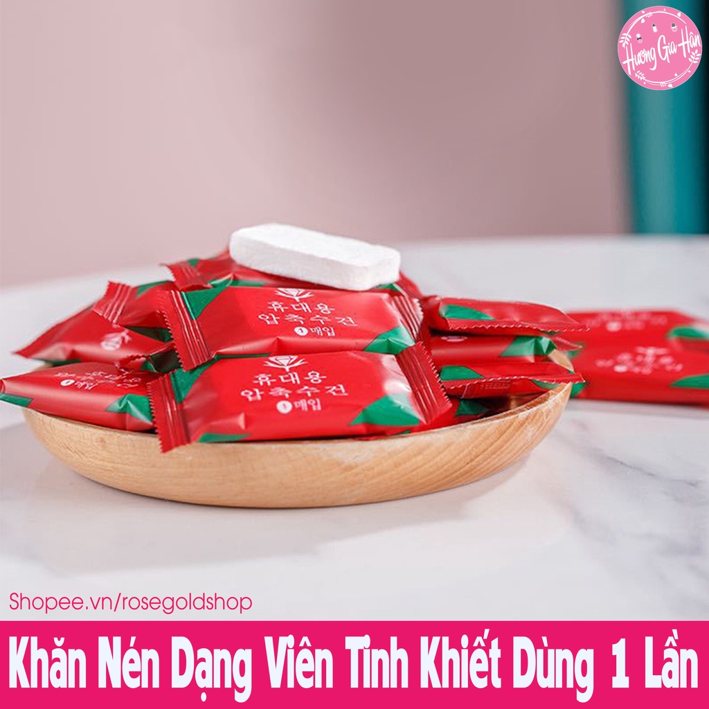 Khăn Nén Dạng Viên Bông Tinh Khiết Dùng 1 Lần Size 20x20cm Tiện Lợi Khi Đi Du Lịch