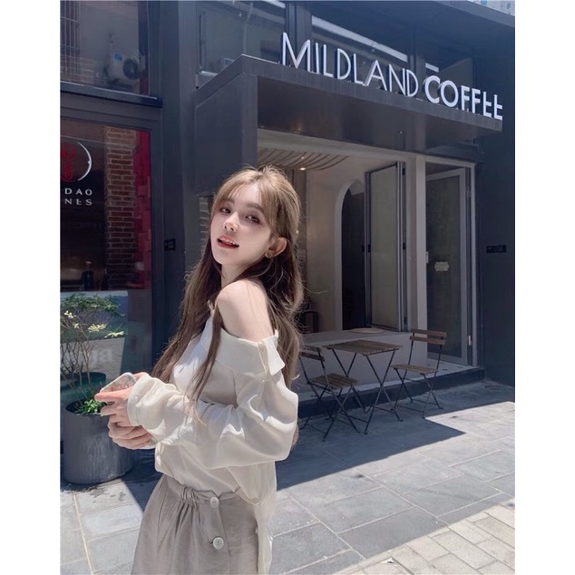 Áo Kiểu Lệch Vai Khuy Sườn