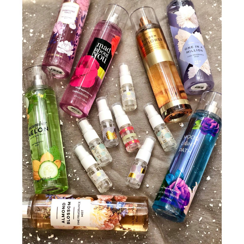 SHOP SBAY ĐÀ NẴNG [Link 3/4-TRIAL SIZE-ĐỦ MÙI] Xịt Thơm Toàn Thân Bath And Body Works Body Mist (10ml)