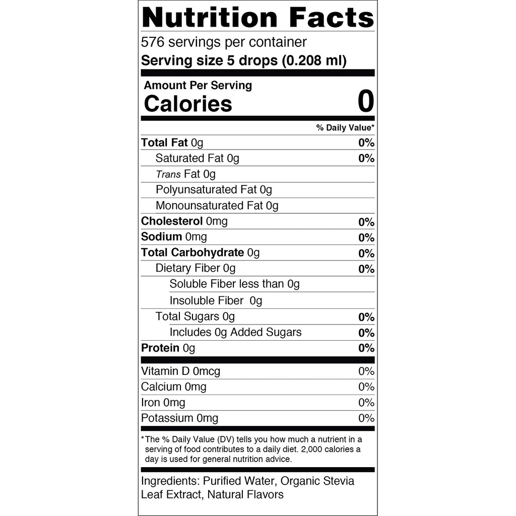 Lọ dung dịch đường cỏ ngọt (kiêng) SWEETLEAF STEVIA SteviaClear Liquid Extract, zero-calorie, zero-carbohydrate