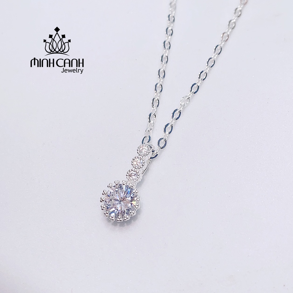 Dây Chuyền Bạc Nữ Minh Canh Jewelry Đá Tròn Treo