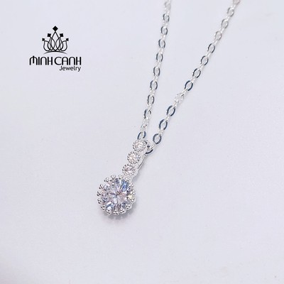 Dây Chuyền Bạc Nữ Minh Canh Jewelry Đá Tròn Treo
