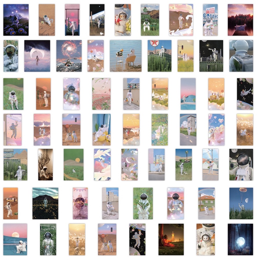 Bộ 120/60 Sticker Dán Hình Cô Gái Phi Hành Gia Trang Trí Ván Trượt, Xe Máy