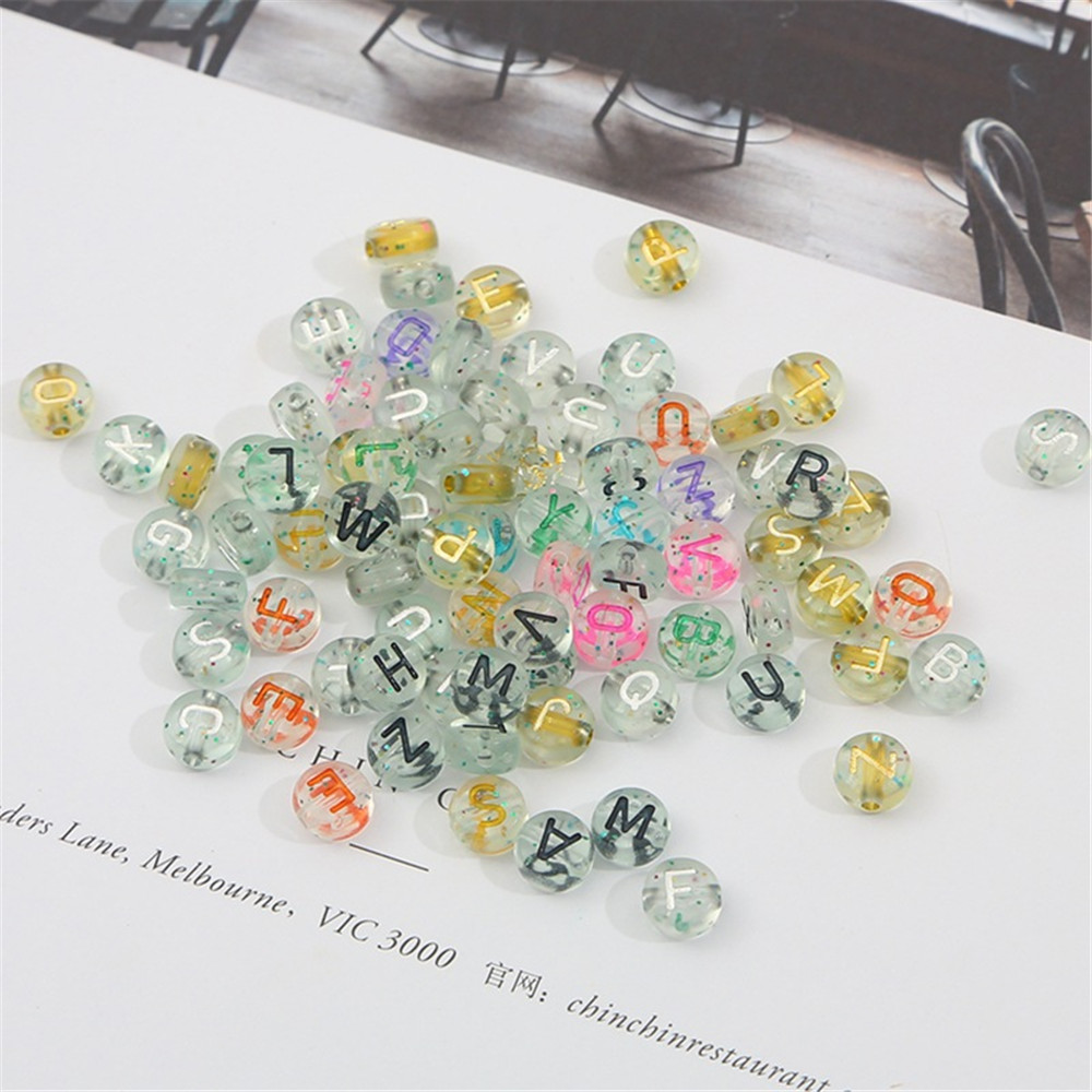 Set 100 Hạt Nhựa Acrylic Hình Chữ Cái Dùng Làm Trang Sức Thủ Công