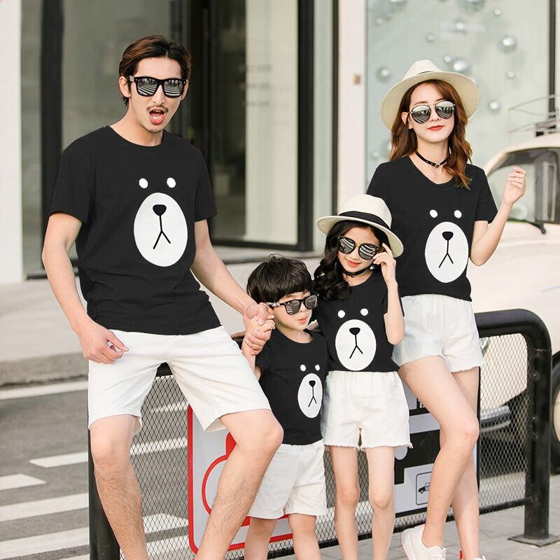 Áo gia đình 3/4/5 người hàng cao cấp mẫu mặt gấu cool có nhiều màu.Family store