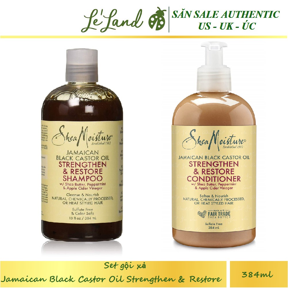 Bill US - Set gội xả Jamaican Black Castor Oil Strengthen & Restore Shea moisture SheaMoisture