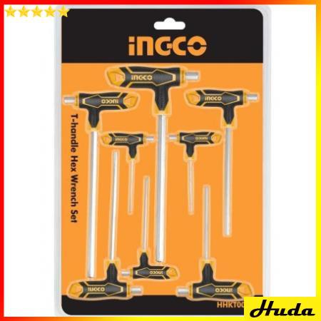 2-10mm Bộ 8 chìa lục giác tay cầm chữ T đầu bằng INGCO HHKT8081  LKJ
