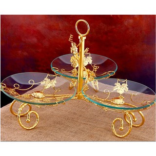 Khay đựng hoa quả bánh kẹo khay 3 đĩa tròn
