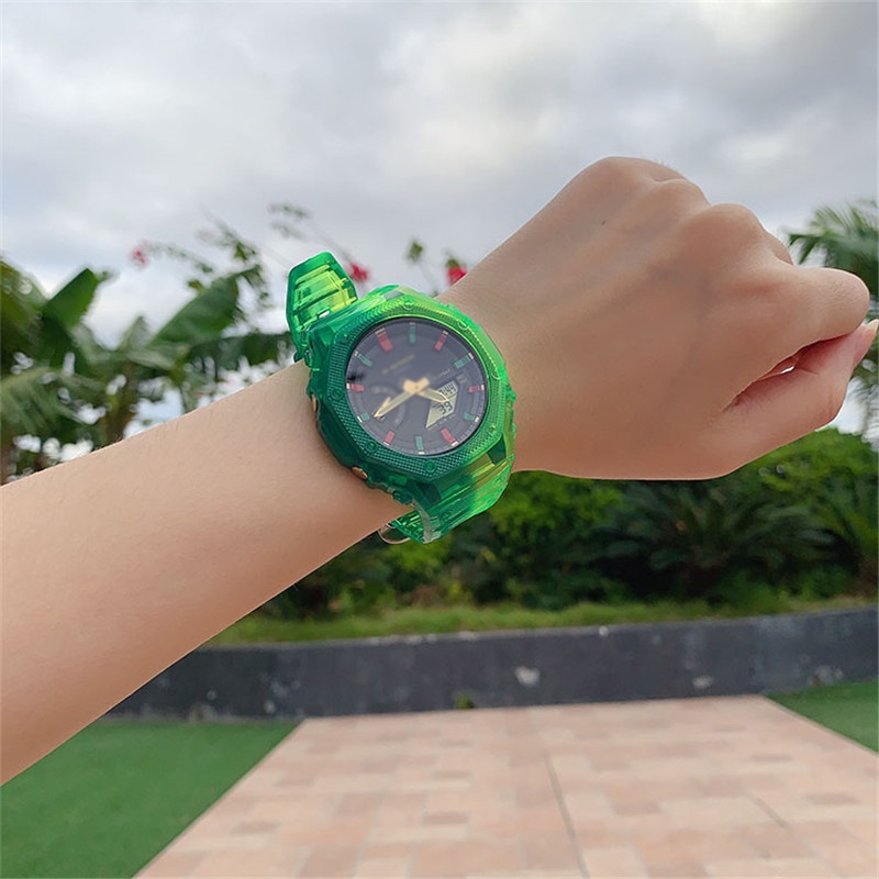 Dây Đeo Đồng Hồ Bằng Nhựa Trong Suốt 19 Màu Thay Thế Cho Casio G-SHOCK GA-2100