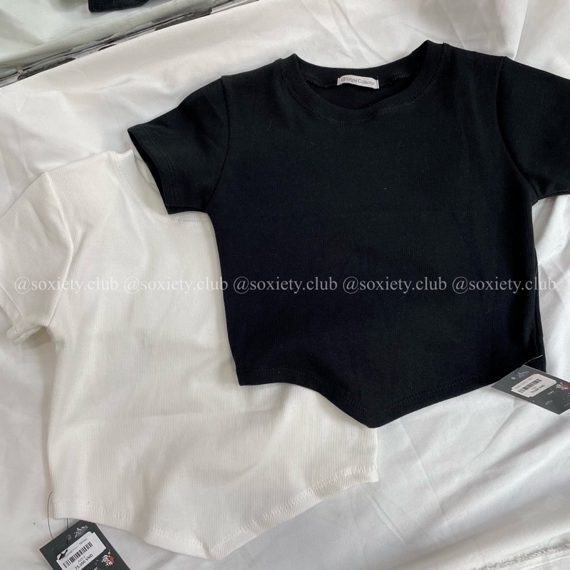 Áo Croptop Tay Ngắn Vạt Nhọn Siêu Hot Trendy Chất Borzip Dày Dặn