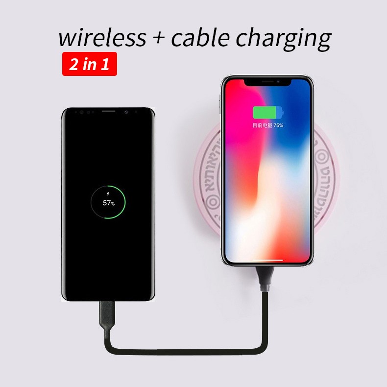 Pin Sạc Dự Phòng Không Dây 2 Trong 1 Pffee 5000 10000mAh Có Đèn LED