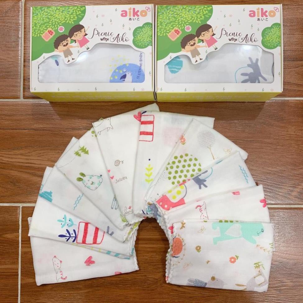 (Chính hãng) Khăn sữa, khăn xô, khăn lau mặt in hình cao cấp cho bé - Aiko