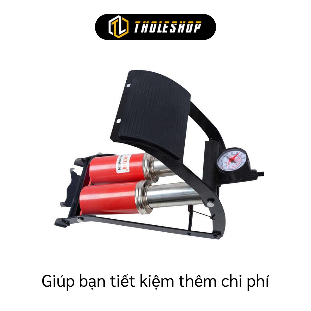 Bơm Xe Máy GIGAHOME Dụng Cụ Bơm Xe Lốp Ô Tô, Xe Đạp Đạp Chân 2 Ống, Có Đồng Hồ Đo Áp Suất 9250