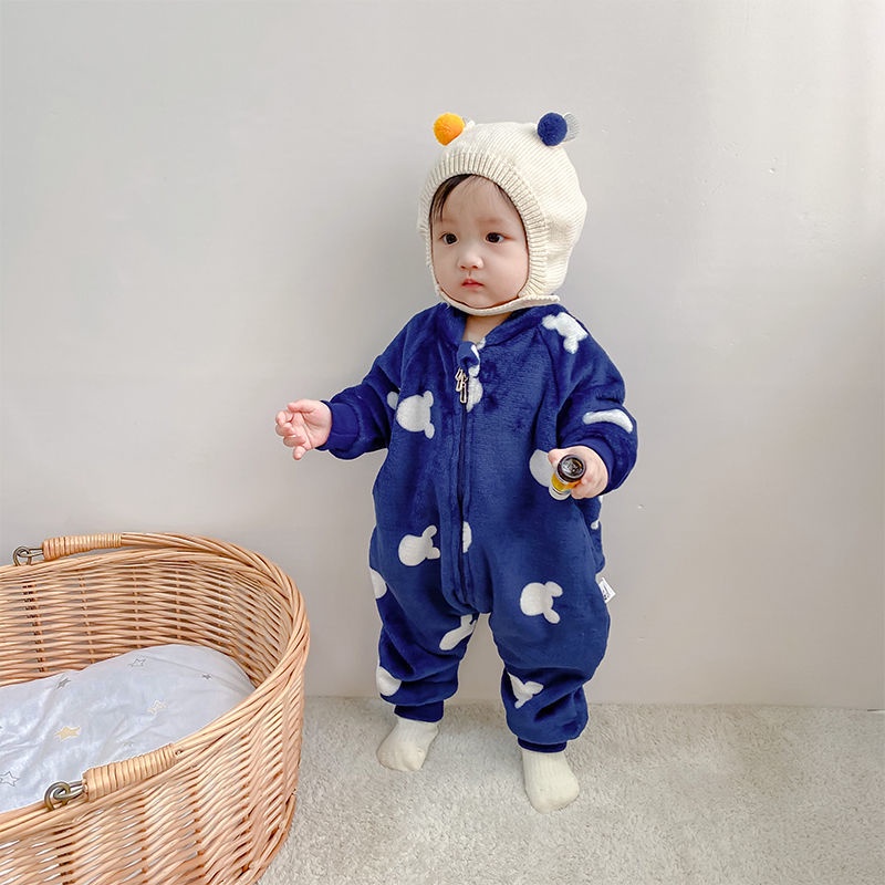 0-3 Year Newborn Baby Pajamas One-piece Spring and Autumn Coral Fleece Children Romper