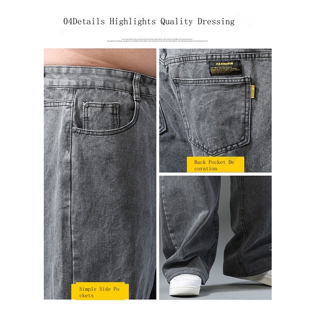 Quần jeans Dài Ống Rộng Chống Mài Mòn Có size Lớn 5XL Thời Trang Mùa Hè Cho Nam
